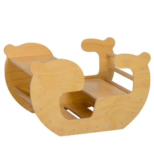 AIYAPLAY Arche d&rsquo;escalade pour enfants, table à jouets pour enfants 18-48 mois, design 2 en 1, charge max. 50 kg, bois naturel