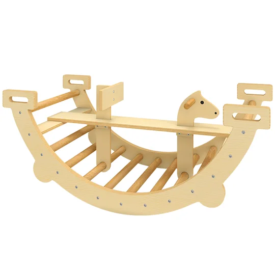 AIYAPLAY Structure d’escalade Montessori d’intérieur, arche 2 en 1 en bois, pour enfants 2-4 ans, 110x52x45 cm, bois naturel