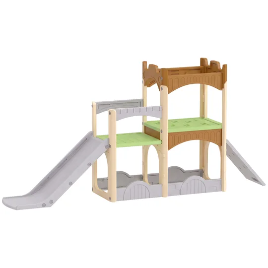 AIYAPLAY Toboggan pour Enfant 5 en 1 avec Mur d&rsquo;Escalade, Espace de Rangement et Doubles Plateformes, 3 à 6 Ans, Multicolore