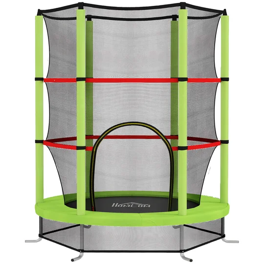 HOMCOM Trampoline pour enfant filet de sécurité porte zippée 6 poteaux rembourrés charge max. 45 kg Ø 1,40 x 1,90H m vert