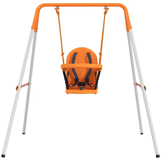 Outsunny Balançoire portique pour enfants de 6 à 36 mois capacité de charge de 25 Kg en acier hauteur 122 cm orange