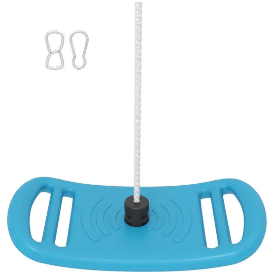 AIYAPLAY Balançoire enfant extérieur et intérieur avec corde réglable, mousqueton, charge max. 70 kg, bleu