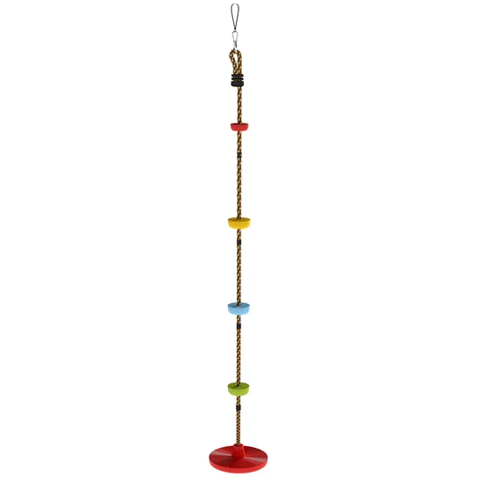 AIYAPLAY Corde d’escalade Balancoire 1,9 m, Balançoire Disque pour Enfants avec Plateforme, Sangle et Mousqueton, Rouge