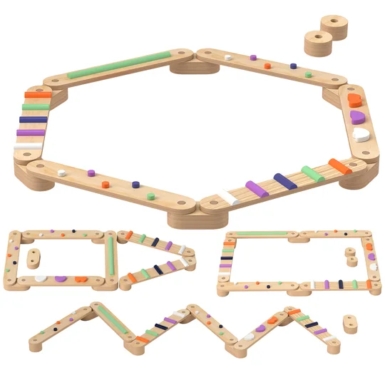 AIYAPLAY Poutre d&rsquo;équilibre en bois pour enfants 3-8 ans avec pierres d&rsquo;obstacle colorées, intérieur et extérieur