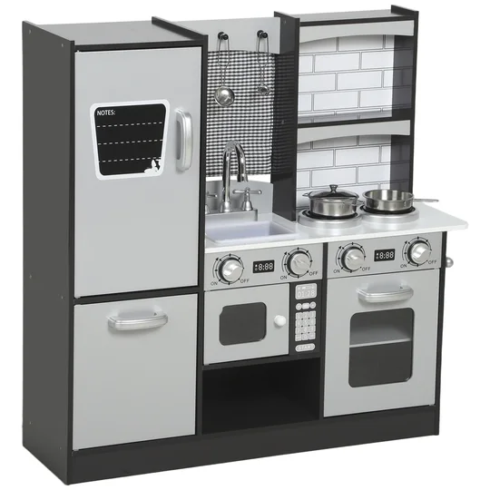 AIYAPLAY Cuisine Jouet pour Enfants 3-8 Ans en Bois avec Accessoires, Frigo, Évier et Boutons avec Sons, Marron