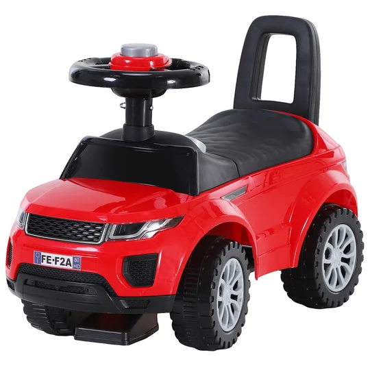 HOMCOM Porteur Enfants Voiture 12-36 Mois Muni de 2 butées anti-bascule pour un apprentissage 62L x 28l x 41,5H cm Rouge