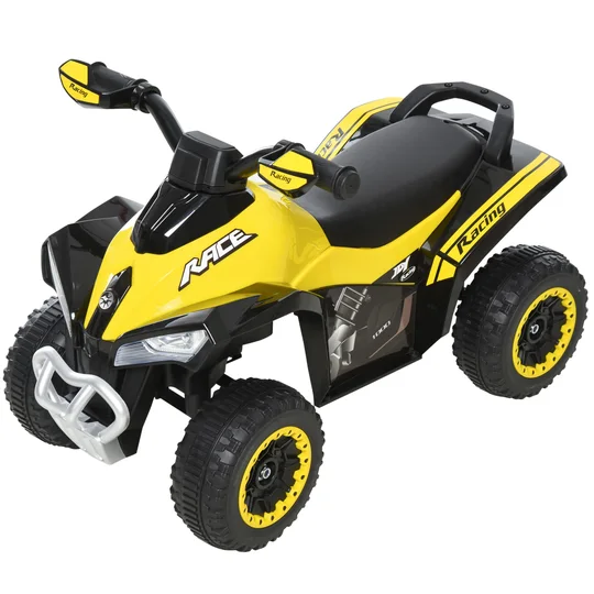 HOMCOM Porteur Enfants Quad 12 à 36 Mois Effets Lumineux et Sonores 67 5 x 38 x 44 cm Jaune