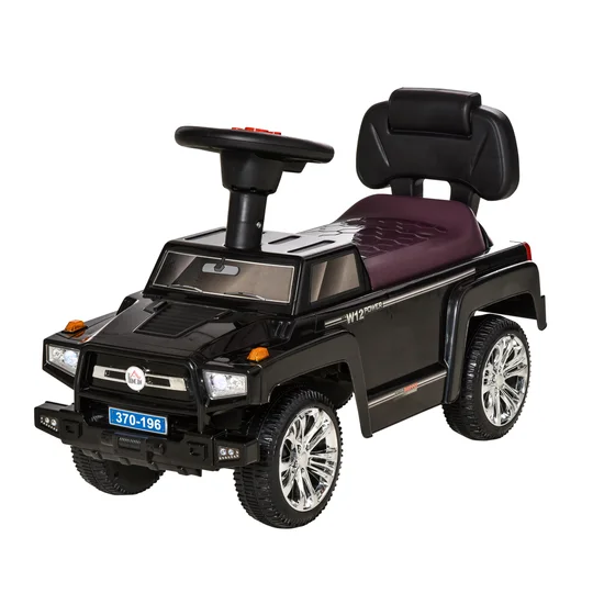 HOMCOM Voiture Jouet Cavalcabile Tout-Terrain pour Enfants, Voiture Enfants avec Phares et Musique, Âge 18-36 Mois, 68×30.5×41.5cm, Noir