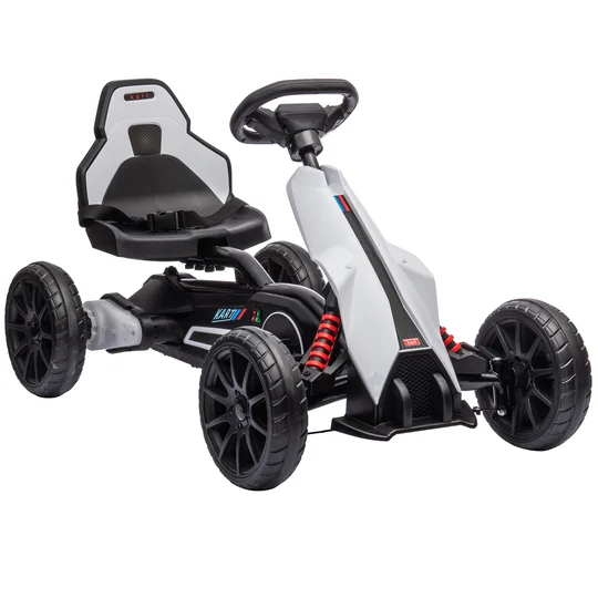 HOMCOM Kart électrique pour enfant 12V – Vitesse réglable 3-5km/h pour enfants de 3 à 8 ans – siège réglable – blanc