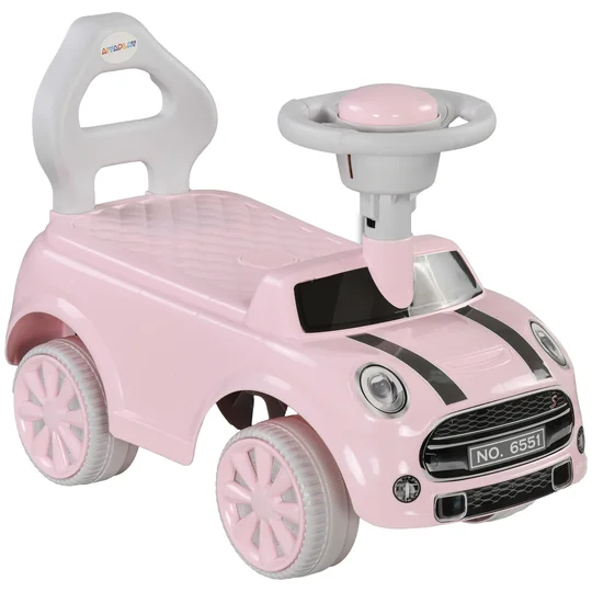 AIYAPLAY Porteur Enfants Voiture 18-36 Mois Volant klaxon et Butée Anti-bascule Charge 25 kg 53x25x35 cm Rose