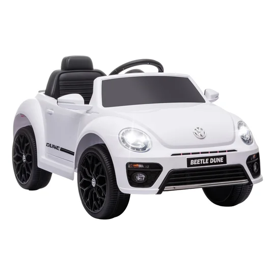 AIYAPLAY Voiture électrique 12V sous Licence Volkswagen Beetle avec télécommande, vitesse 3-5 km/h, 3 à 5 ans, blanc