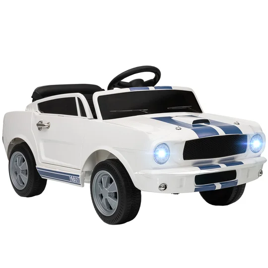 AIYAPLAY Voiture électrique 12V sous licence Ford Shelby GT 350 véhicule électrique télécommande télécommande 2,4G 3-6 ans blanc