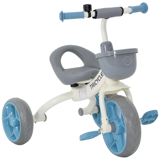 AIYAPLAY Tricycle enfant évolutif, tricycle pour enfants de 2 à 5 ans avec panier avant et roues EVA, 72 x 52 x 61 cm, bleu