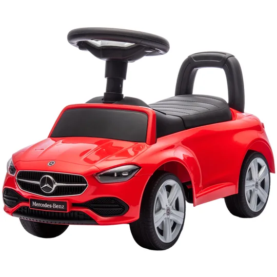 AIYAPLAY Porteur pour Enfants 18-36 Mois Mercedes-Benz Classe C avec Klaxon Sons de Moteur et Espace de Rangement Rouge