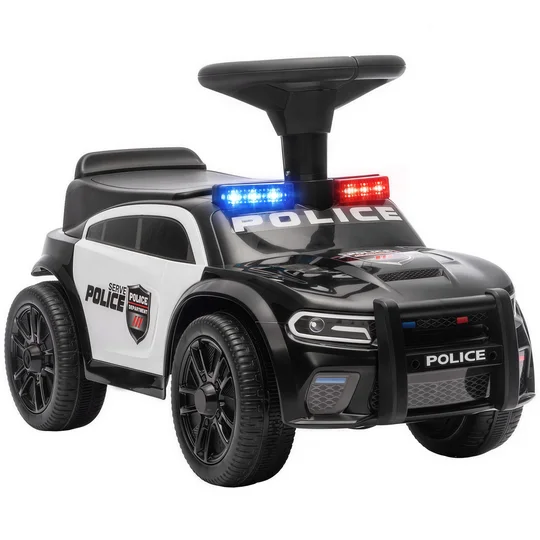 AIYAPLAY Voiture à pousser Police avec musique et lumière, protection anti-basculement & rangement sous le siège 18-36 mois Noir