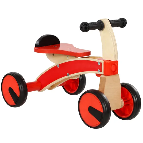 AIYAPLAY Voiture Porteur pour Enfants, Véhicule à Pousser Sans Pédales avec Roues en EVA et Dossier, 2 à 3 Ans, Rouge
