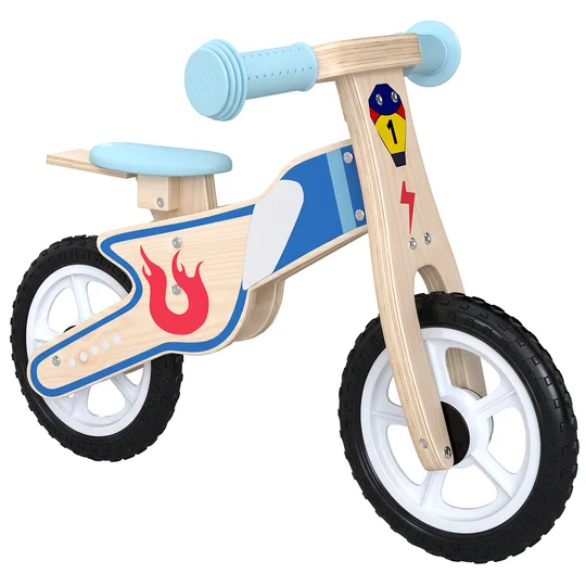 AIYAPLAY Draisienne Enfants Vélo Bébé sans Pédales avec Selle Réglable en PU, pour 3-5 Ans Jusqu&rsquo;à 50 kg, Bois Naturel