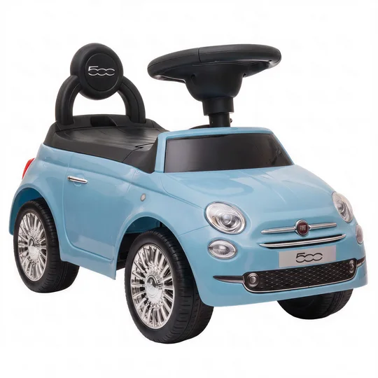 AIYAPLAY Voiture à pousser pour enfants 12-36 mois Licence Fiat avec musique, klaxon et coffre sous-siège en PP, Bleu