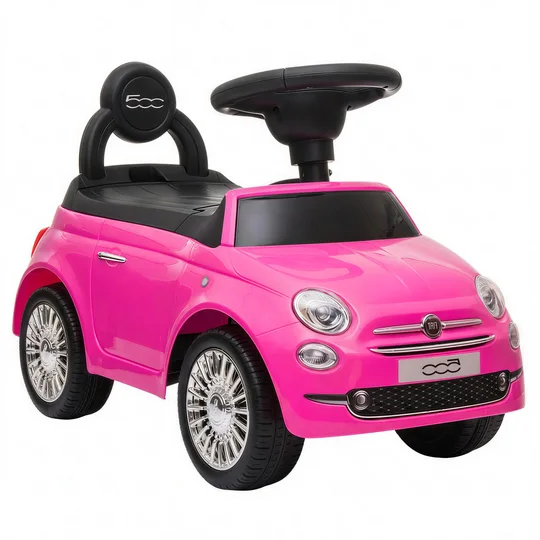 AIYAPLAY Voiture à pousser pour enfants 12-36 mois Licence Fiat avec musique, klaxon et rangement sous-siège en PP, Rose