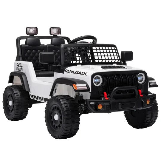 AIYAPLAY Voiture Électrique Enfants 12V, Télécommande, Batterie Lithium, Démarrage Progressif, Suspension 4 Roues, Blanc