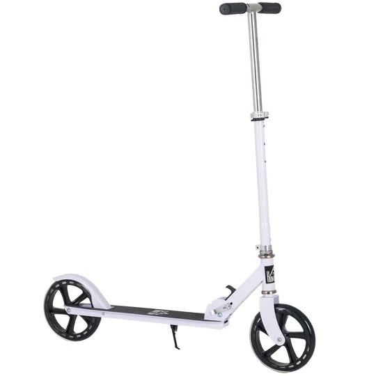 HOMCOM Trottinette pliable deux roues hauteur guidon réglable sur 4 niveaux système de freinage à friction arrière enfants de 3 à 8 ans blanc