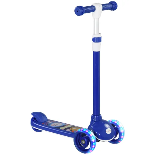 AIYAPLAY Trottinette enfant 3 Roues Lumineuses LED Hauteur Guidon réglable frein à Friction arrière de 2 à 6 ans Bleu