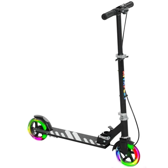 AIYAPLAY Trottinette enfants 3 à 8 ans, trottinette pliable à 2 roues LED roues lumineuses, 4 réglages en hauteur, noir