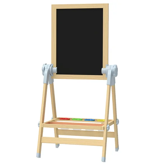 AIYAPLAY tableau chevalet pour enfant, tableau blanc magnétique, 48,5×46,5×70-97cm, naturel