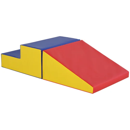 HOMCOM Parcours motricité bébé jouets d’escalade modulable 2 briques géantes en mousse 50 x 50 x 25 cm multicolore