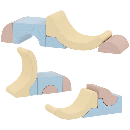 AIYAPLAY Set 5 Constructions Souples pour Enfants 1,5-8 Ans, en Tissu Effet Velours et Éponge, Multicolore