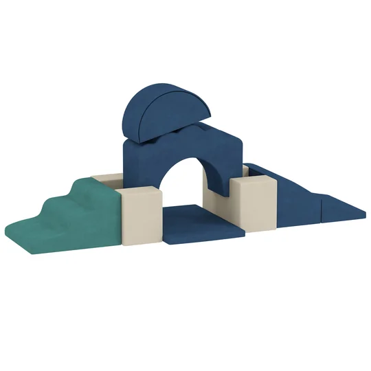 AIYAPLAY Parcours motricité bébé 7PCS, module en mousse avec housse en velours et base antidérapante, bleu