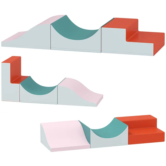 AIYAPLAY Ensemble de 3 blocs d&rsquo;escalade et de rampe pour tout-petits, similicuir, mousse, Gris clair