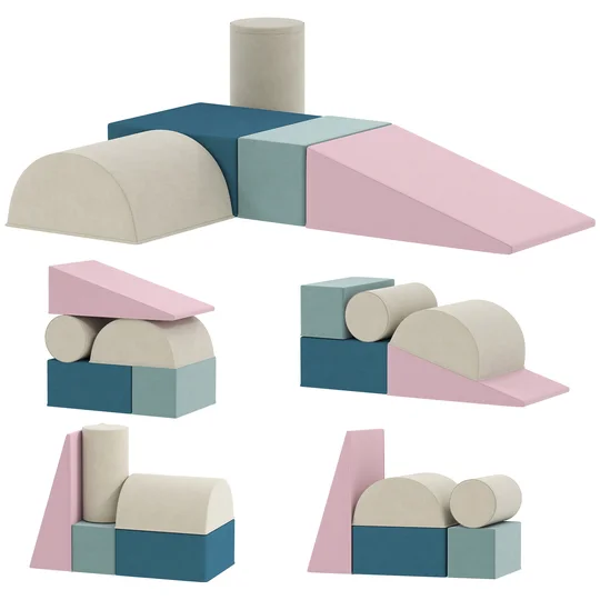 AIYAPLAY Parcours motricité bébé jouet d’escalade modulable 5 pièces housse lavable en velours 61 x 40,6 x 60 cm multicolore