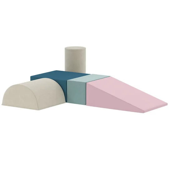 AIYAPLAY Parcours motricité bébé 5PCS, module en mousse souple avec housse en velours, multicolore