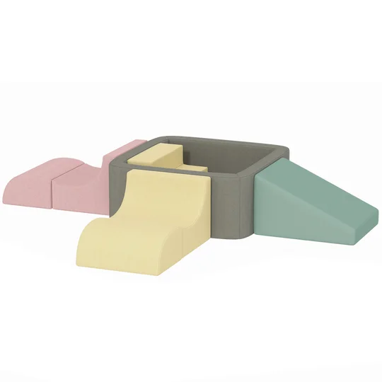 AIYAPLAY Parcours motricité bébé modulable en mousse 7 pièces housse lavable en velours côtelé 174 x 174 x 30 cm multicolore
