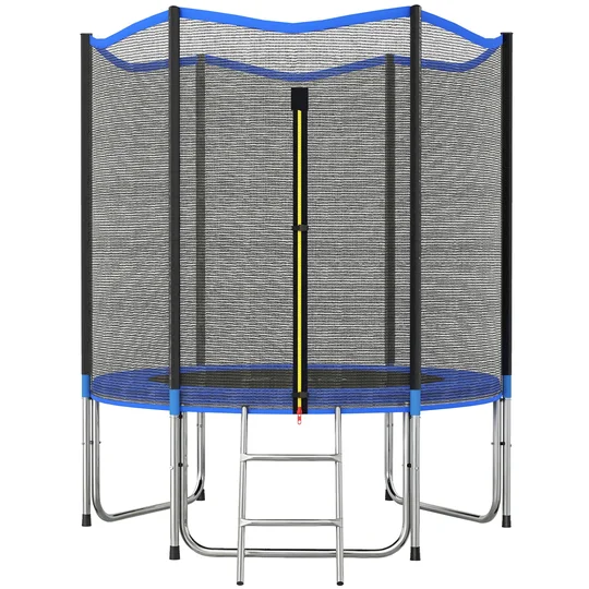 SPORTNOW Trampoline Extérieur Trampoline de Jardin Enfants et Adultes 6 Poteaux au Sol  Charge 80kg 36 Ressorts Ø183cm Bleu