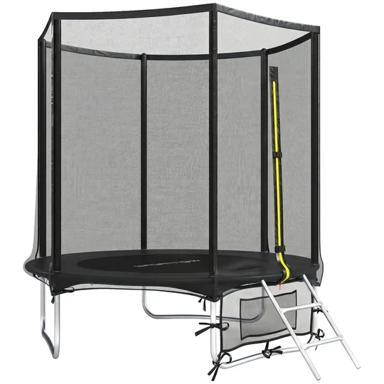 SPORTNOW Trampoline Extérieur Ø183 cm Trampoline pour Enfants +6 Ans Adultes avec Filet de Sécurité Échelle de 2 Marches Noir