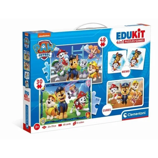 Clementoni – Edukit – Pat&rsquo;Patrouille – Coffret d&rsquo;activités préscolaire 4 en 1 – Puzzles, Cubes et Mémo – Fabriqué en Italie