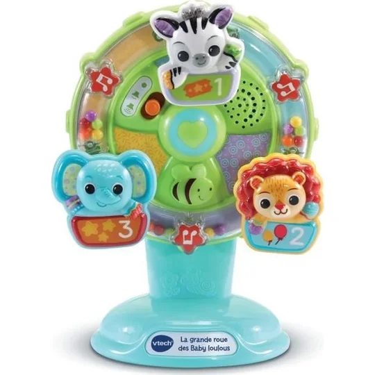 VTECH BABY – La Grande Roue des Baby Loulous – Roue musicale avec ventouse anti-chute – Vert/Multicolore